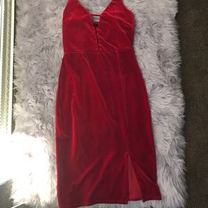 Velvet bodycon red dress